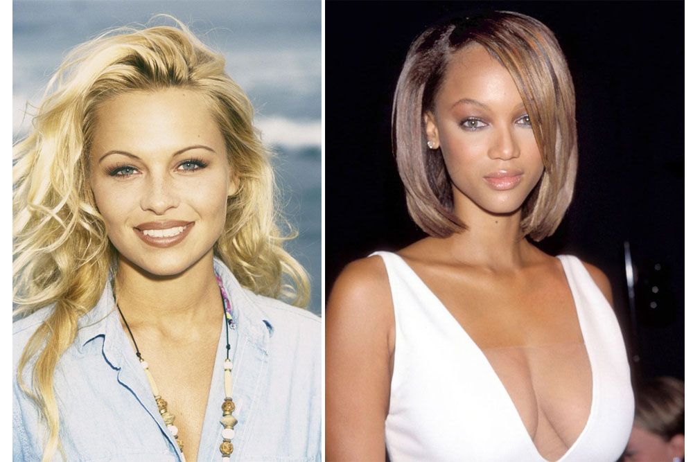 pamela anderson, tyra banks, looks from the 90s